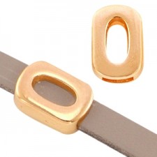 DQ Metall Schieber rechteck mit oval für flach 5mm leder Roségold